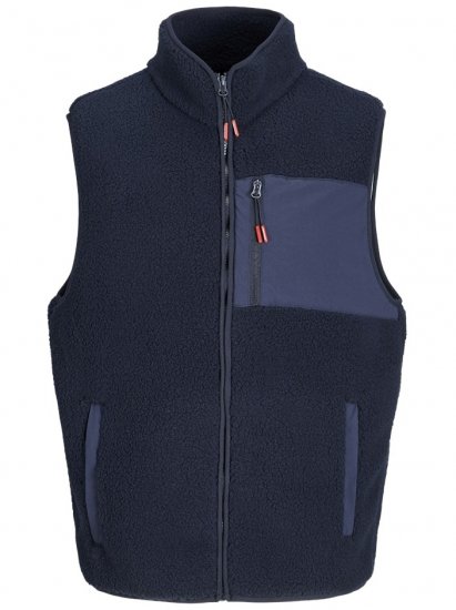 Jack & Jones Thatcher Fleece Vest Sky Captain - Vesty - Vesty ve velkých velikostech