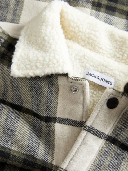 Jack & Jones Zac Teddy Long Sleeve Overshirt Jacket Dusty Olive - Bundy - Bundy Nadměrné Velikosti - 2XL-8XL