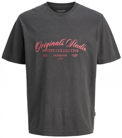 Jack & Jones Wood Wash Crew Neck T-Shirt Black - Trička - Trička nadměrné velikosti - 2XL-14XL