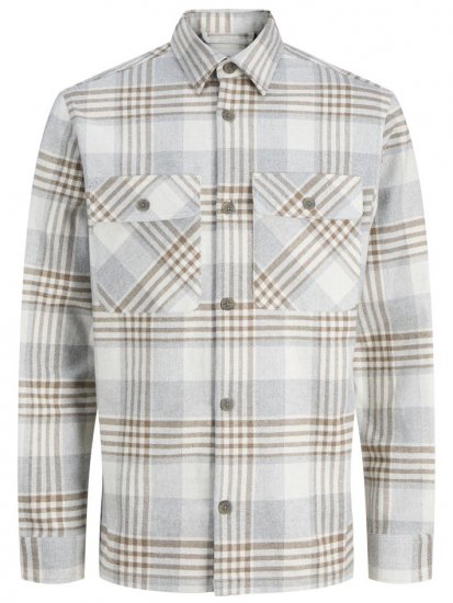 Jack & Jones Rayle Melange Check Long Sleeve Overshirt Brown - Košile - Košile 2XL-10XL