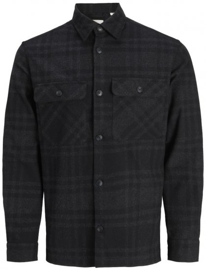 Jack & Jones Rayle Melange Check Long Sleeve Overshirt Black Beauty - Košile - Košile 2XL-10XL