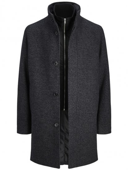Jack & Jones Keith Standcollar Wool Blend Jacket Charcoal Grey - Bundy - Bundy Nadměrné Velikosti - 2XL-8XL