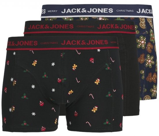 Jack & Jones Gingerbread Trunks 3-Pack Black - Spodní prádlo - Spodní Prádlo Nadměrné Velikosti 2XL-8XL