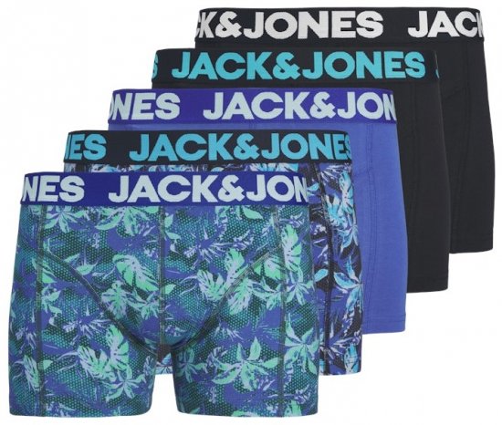  Jack & Jones Tropical Flowers Trunks 5-Pack Blue - Spodní prádlo - Spodní Prádlo Nadměrné Velikosti 2XL-8XL