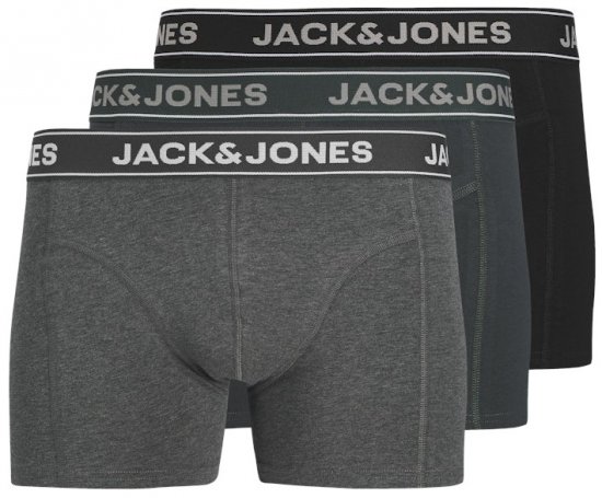 Jack & Jones Black Friday Trunks 3-Pack Grey Black - Spodní prádlo - Spodní Prádlo Nadměrné Velikosti 2XL-8XL
