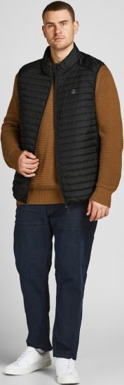 Jack & Jones MULTI BODYWARMER With COLLAR Black - Bundy - Bundy Nadměrné Velikosti - 2XL-8XL