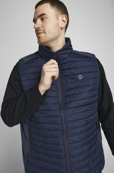 Jack & Jones MULTI BODYWARMER With COLLAR Navy Blazer - Bundy - Bundy Nadměrné Velikosti - 2XL-8XL