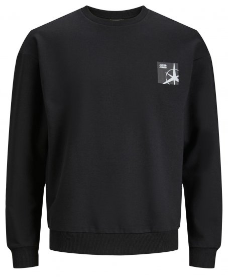 Jack & Jones JCOFILO Crew Neck Sweater with Back Print Black - Mikiny & Mikiny s kapucí - Mikiny & Mikiny s kapucí 2XL-12XL