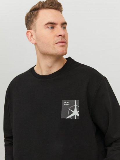 Jack & Jones JCOFILO Crew Neck Sweater with Back Print Black - Mikiny & Mikiny s kapucí - Mikiny & Mikiny s kapucí 2XL-12XL