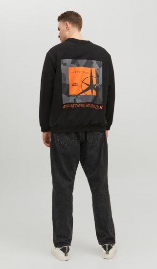 Jack & Jones JCOFILO Crew Neck Sweater with Back Print Black - Mikiny & Mikiny s kapucí - Mikiny & Mikiny s kapucí 2XL-12XL