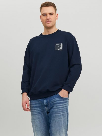 Jack & Jones JCOFILO Crew Neck Sweater with Back Print Navy Blazer - Mikiny & Mikiny s kapucí - Mikiny & Mikiny s kapucí 2XL-12XL