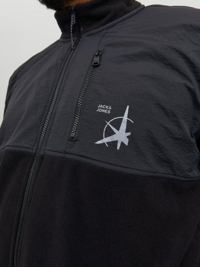 Jack & Jones JCOFILO POLARFLEECE with Zipper Black - Mikiny & mikiny s kapucí - Mikiny & Mikiny s kapucí 2XL-12XL