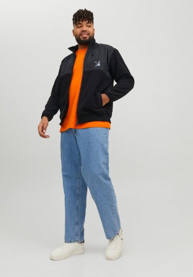 Jack & Jones JCOFILO POLARFLEECE with Zipper Black - Mikiny & mikiny s kapucí - Mikiny & Mikiny s kapucí 2XL-12XL