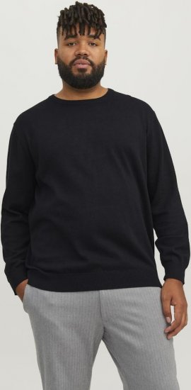 Jack & Jones BASIC Knitted Sweater Black - Mikiny & mikiny s kapucí - Mikiny & Mikiny s kapucí 2XL-12XL
