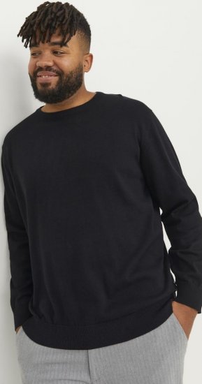 Jack & Jones BASIC Knitted Sweater Black - Mikiny & mikiny s kapucí - Mikiny & Mikiny s kapucí 2XL-12XL