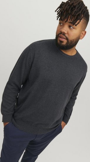 Jack & Jones BASIC Knitted Sweater Dark Grey Melange - Mikiny & mikiny s kapucí - Mikiny & Mikiny s kapucí 2XL-12XL