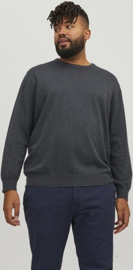 Jack & Jones BASIC Knitted Sweater Dark Grey Melange - Mikiny & mikiny s kapucí - Mikiny & Mikiny s kapucí 2XL-12XL