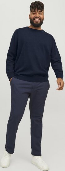 Jack & Jones BASIC Knitted Sweater Navy Blazer - Mikiny & mikiny s kapucí - Mikiny & Mikiny s kapucí 2XL-12XL