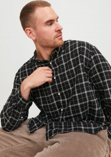 Jack & Jones JORCOZY FLANNEL CHECK SHIRT LS Black - Košile - Košile 2XL-10XL