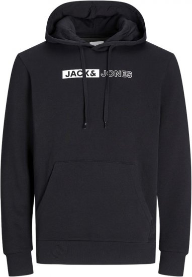Jack & Jones CORP LOGO PLAY 5 Print Hoodie Black - Mikiny & mikiny s kapucí - Mikiny & Mikiny s kapucí 2XL-12XL