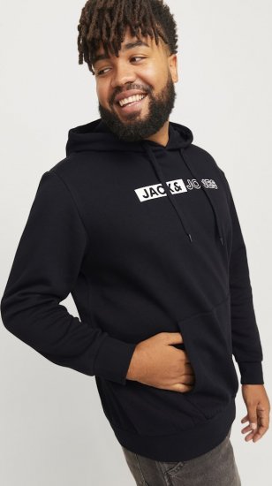 Jack & Jones CORP LOGO PLAY 5 Print Hoodie Black - Mikiny & mikiny s kapucí - Mikiny & Mikiny s kapucí 2XL-12XL