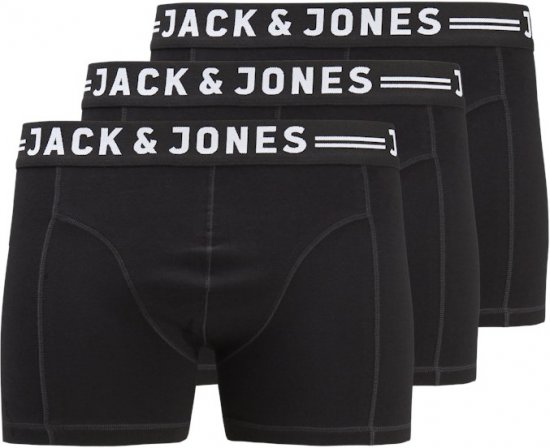 Jack & Jones SENSE Trunks 3-Pack Black - Spodní prádlo - Spodní Prádlo Nadměrné Velikosti 2XL-8XL