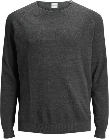 Jack & Jones HILL Knitted Sweater Dark Grey Melange - Mikiny & mikiny s kapucí - Mikiny & Mikiny s kapucí 2XL-12XL