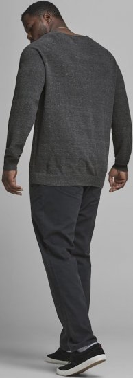 Jack & Jones HILL Knitted Sweater Dark Grey Melange - Mikiny & mikiny s kapucí - Mikiny & Mikiny s kapucí 2XL-12XL