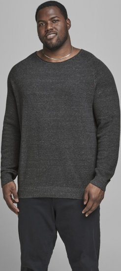 Jack & Jones HILL Knitted Sweater Dark Grey Melange - Mikiny & mikiny s kapucí - Mikiny & Mikiny s kapucí 2XL-12XL