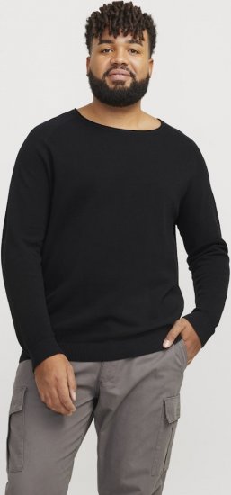 Jack & Jones HILL Knitted Sweater Black - Mikiny & mikiny s kapucí - Mikiny & Mikiny s kapucí 2XL-12XL