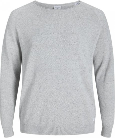 Jack & Jones HILL Knitted Sweater Light Grey Melange - Mikiny & mikiny s kapucí - Mikiny & Mikiny s kapucí 2XL-12XL