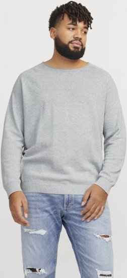 Jack & Jones HILL Knitted Sweater Light Grey Melange - Mikiny & mikiny s kapucí - Mikiny & Mikiny s kapucí 2XL-12XL