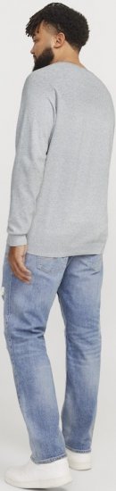 Jack & Jones HILL Knitted Sweater Light Grey Melange - Mikiny & mikiny s kapucí - Mikiny & Mikiny s kapucí 2XL-12XL