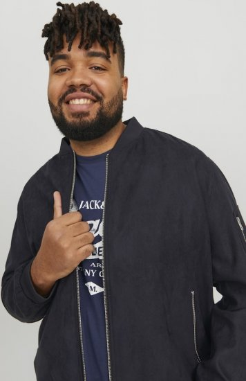 Jack & Jones ROCKY Faux Suede Bomber Jacket Jet Black - Bundy - Bundy Nadměrné Velikosti - 2XL-8XL