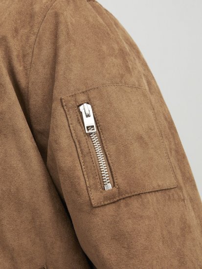 Jack & Jones ROCKY Faux Suede Bomber Jacket Brown - Bundy - Bundy Nadměrné Velikosti - 2XL-8XL
