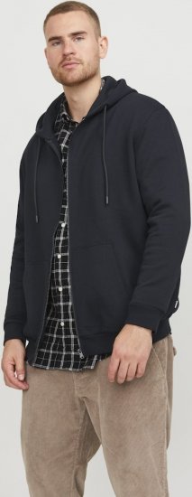 Jack & Jones BRADLEY Zip Hoodi Black - Mikiny & mikiny s kapucí - Mikiny & Mikiny s kapucí 2XL-12XL