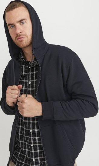 Jack & Jones BRADLEY Zip Hoodi Black - Mikiny & mikiny s kapucí - Mikiny & Mikiny s kapucí 2XL-12XL