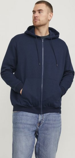 Jack & Jones BRADLEY Zip Hoodie Navy Blazer - Mikiny & mikiny s kapucí - Mikiny & Mikiny s kapucí 2XL-12XL