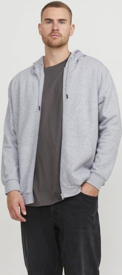 Jack & Jones BRADLEY Zip Hoodie Light Grey Melange - Mikiny & mikiny s kapucí - Mikiny & Mikiny s kapucí 2XL-12XL