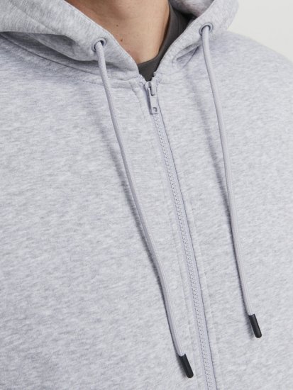 Jack & Jones BRADLEY Zip Hoodie Light Grey Melange - Mikiny & mikiny s kapucí - Mikiny & Mikiny s kapucí 2XL-12XL