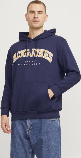 Jack & Jones CALEB Hoodie Navy Blazer - Mikiny & mikiny s kapucí - Mikiny & Mikiny s kapucí 2XL-12XL