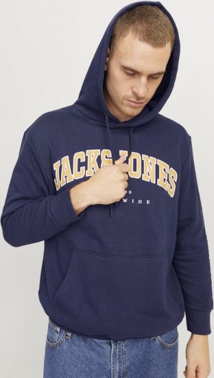Jack & Jones CALEB Hoodie Navy Blazer - Mikiny & mikiny s kapucí - Mikiny & Mikiny s kapucí 2XL-12XL