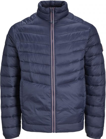 Jack & Jones SPRINT True Red Stitches Quilted Collar Jacket Navy Blazer - Bundy - Bundy Nadměrné Velikosti - 2XL-8XL