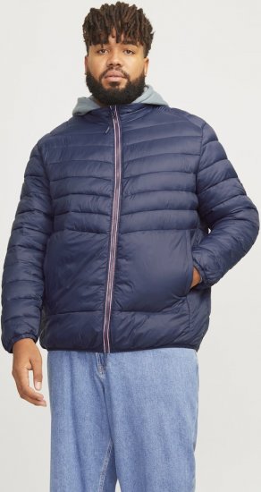 Jack & Jones SPRINT True Red Stitches Quilted Collar Jacket Navy Blazer - Bundy - Bundy Nadměrné Velikosti - 2XL-8XL