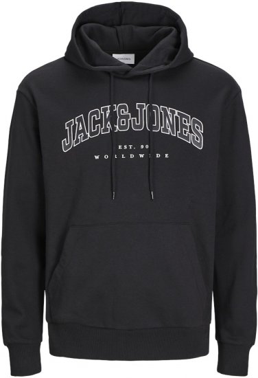 Jack & Jones CALEB Hoodie Black - Mikiny & mikiny s kapucí - Mikiny & Mikiny s kapucí 2XL-12XL