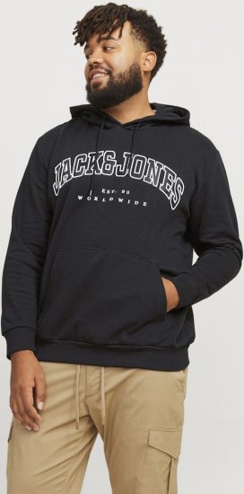 Jack & Jones CALEB Hoodie Black - Mikiny & mikiny s kapucí - Mikiny & Mikiny s kapucí 2XL-12XL