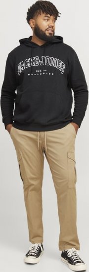 Jack & Jones CALEB Hoodie Black - Mikiny & mikiny s kapucí - Mikiny & Mikiny s kapucí 2XL-12XL
