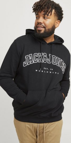 Jack & Jones CALEB Hoodie Black - Mikiny & mikiny s kapucí - Mikiny & Mikiny s kapucí 2XL-12XL
