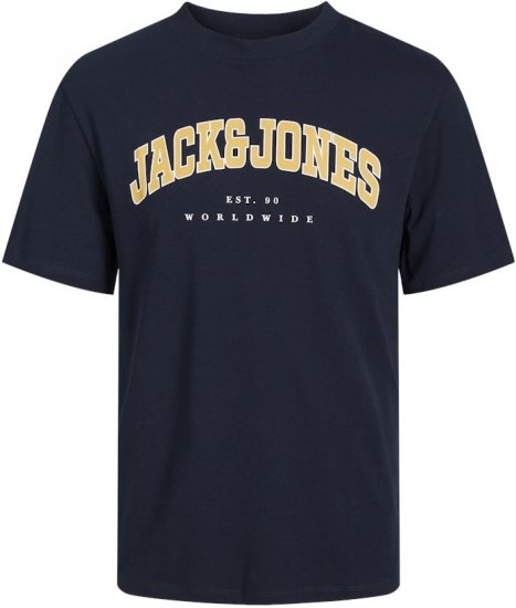 Jack & Jones CALEB VARSITY O-Neck T-Shirt Navy Blazer - Trička - Trička nadměrné velikosti - 2XL-14XL