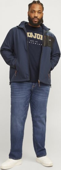 Jack & Jones CALEB VARSITY O-Neck T-Shirt Navy Blazer - Trička - Trička nadměrné velikosti - 2XL-14XL